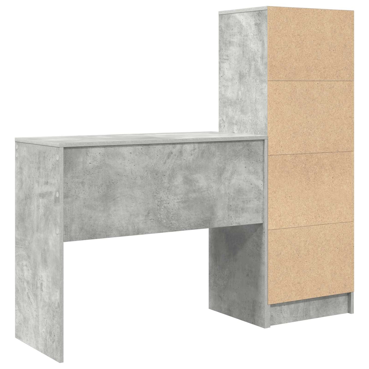 vidaXL Desk with Drawer with Shelf with Storage 2 pcs Concrete Grey