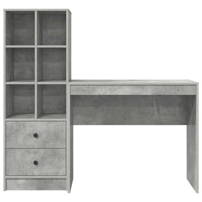 vidaXL Desk with Drawer with Shelf with Storage 2 pcs Concrete Grey