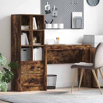vidaXL Desk with Drawer with Shelf with Storage 2 pcs Smoked Oak