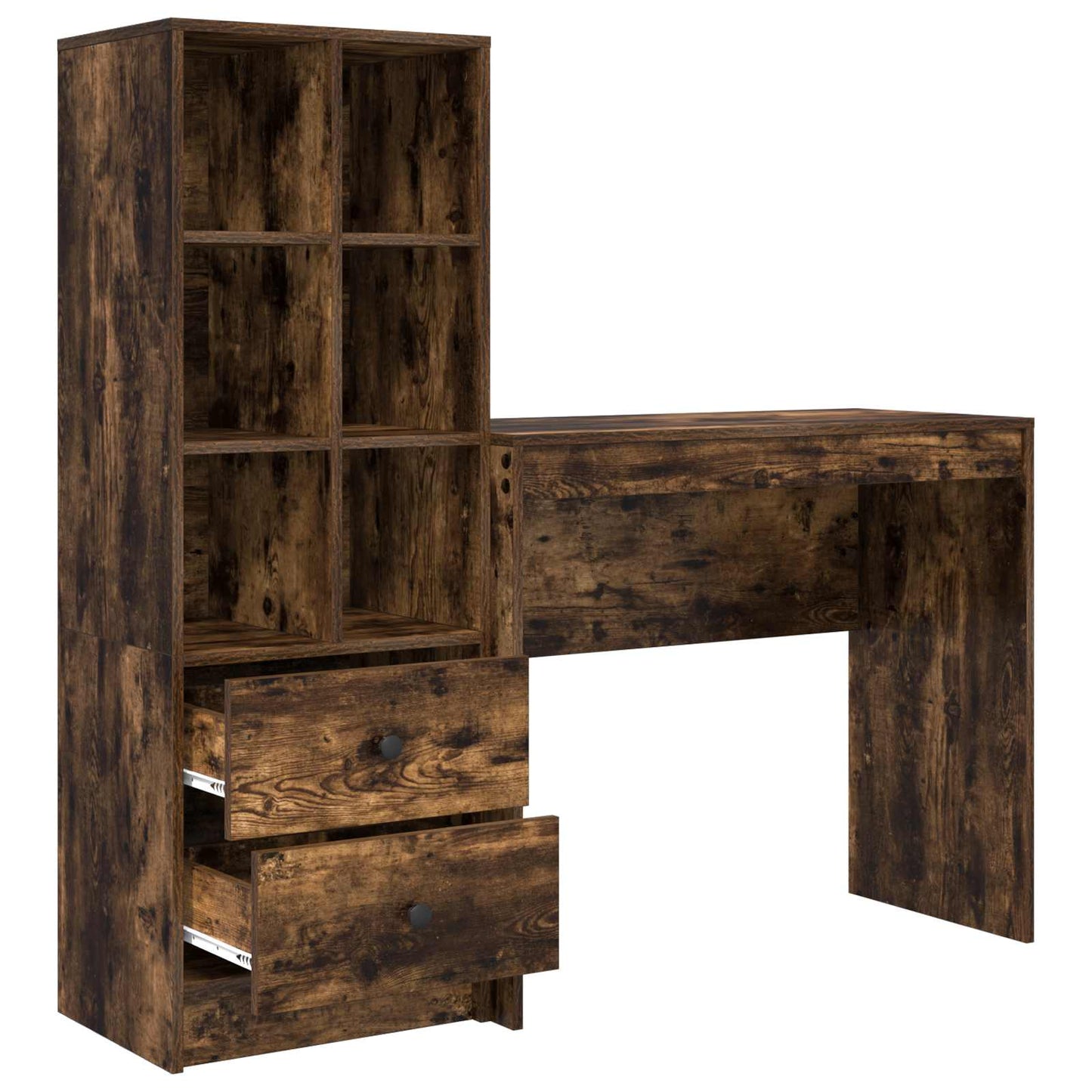 vidaXL Desk with Drawer with Shelf with Storage 2 pcs Smoked Oak