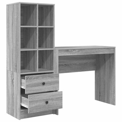 vidaXL Desk with Drawer with Shelf with Storage 2 pcs Grey Sonoma