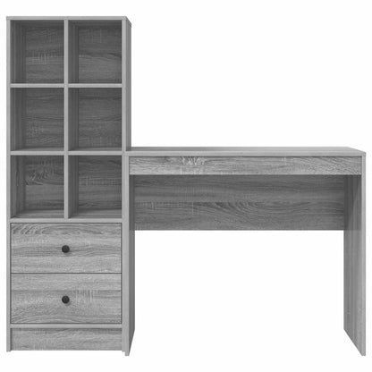 vidaXL Desk with Drawer with Shelf with Storage 2 pcs Grey Sonoma