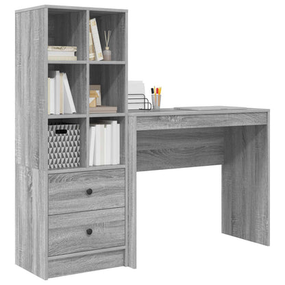 vidaXL Desk with Drawer with Shelf with Storage 2 pcs Grey Sonoma