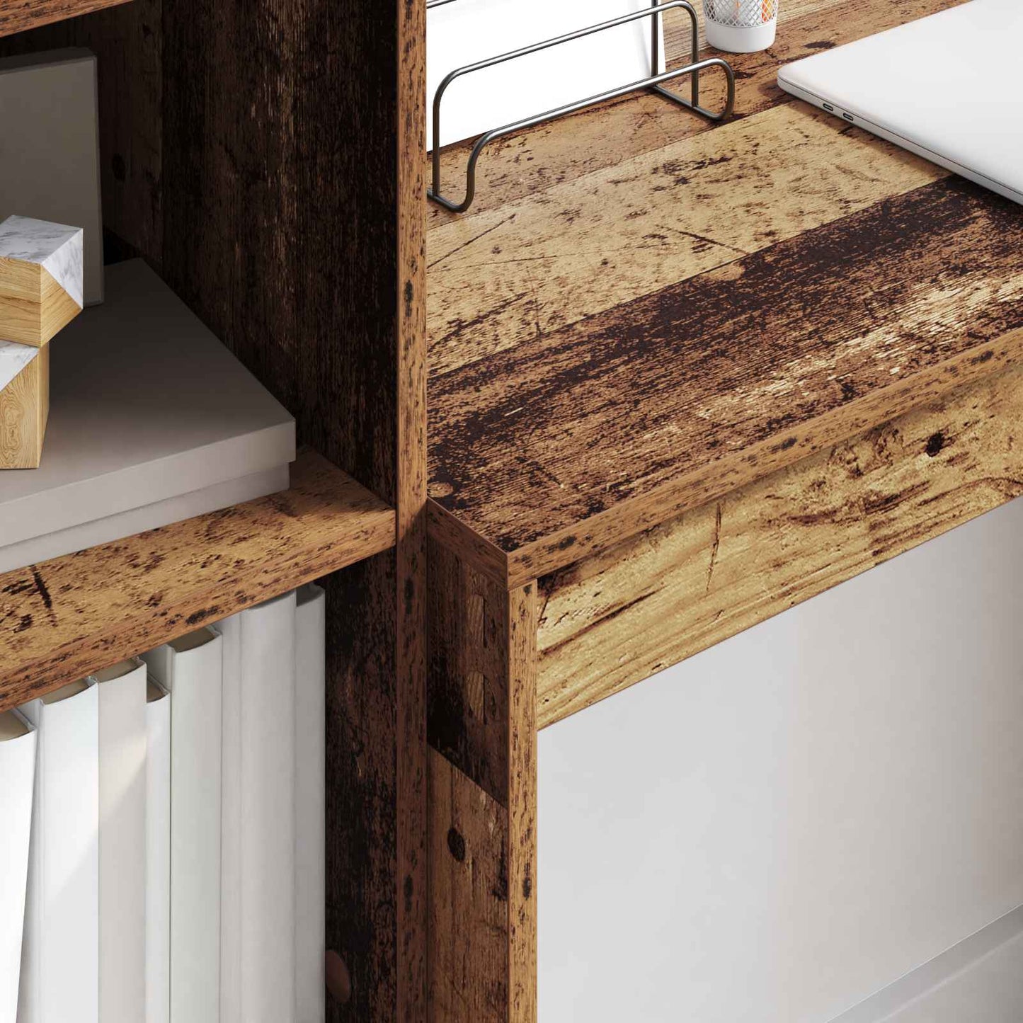 vidaXL Desk with Drawer with Shelf with Storage 2 pcs Old Wood
