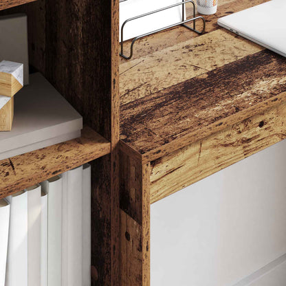 vidaXL Desk with Drawer with Shelf with Storage 2 pcs Old Wood
