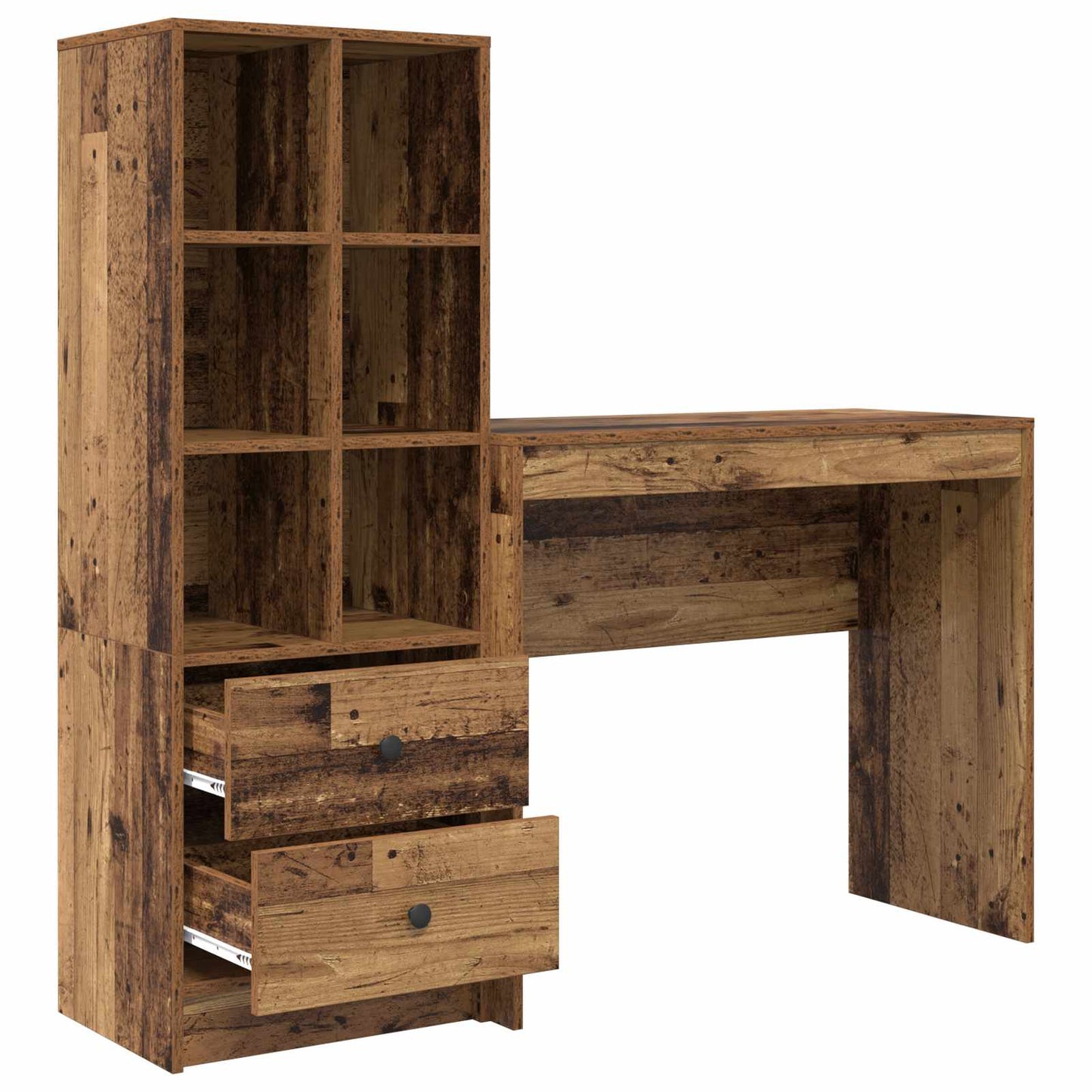 vidaXL Desk with Drawer with Shelf with Storage 2 pcs Old Wood