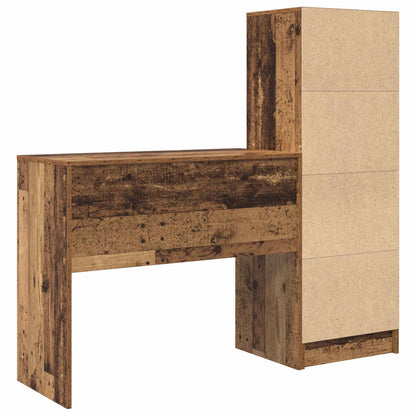 vidaXL Desk with Drawer with Shelf with Storage 2 pcs Old Wood
