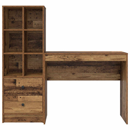 vidaXL Desk with Drawer with Shelf with Storage 2 pcs Old Wood