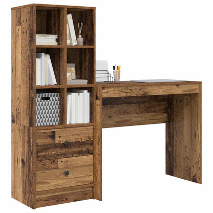 vidaXL Desk with Drawer with Shelf with Storage 2 pcs Old Wood