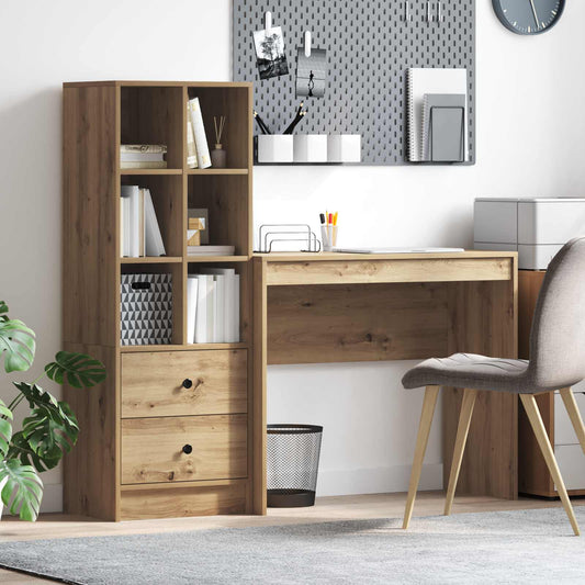 vidaXL Desk with Drawer with Shelf with Storage 2 pcs Artisan Oak