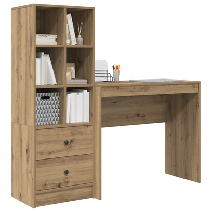 vidaXL Desk with Drawer with Shelf with Storage 2 pcs Artisan Oak