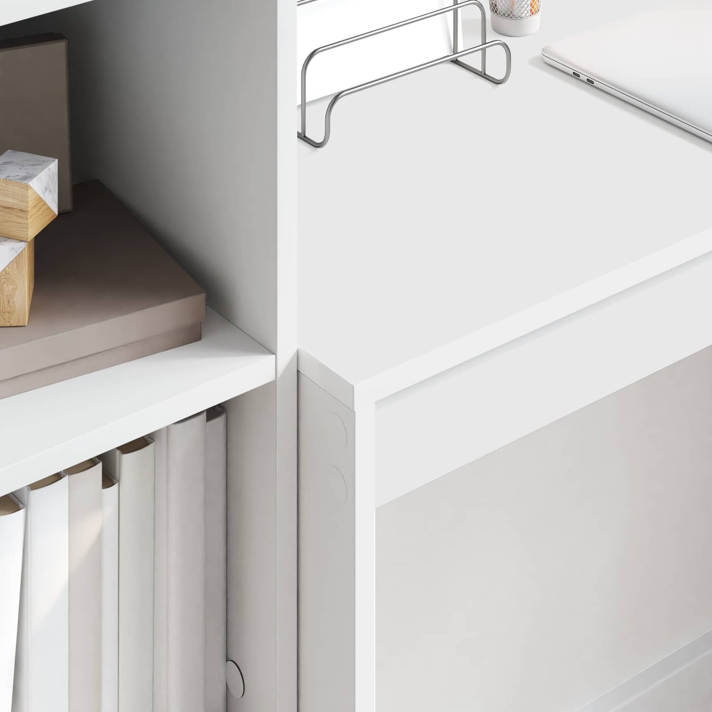 vidaXL Desk with Drawer with Shelf with Storage 2 pcs White
