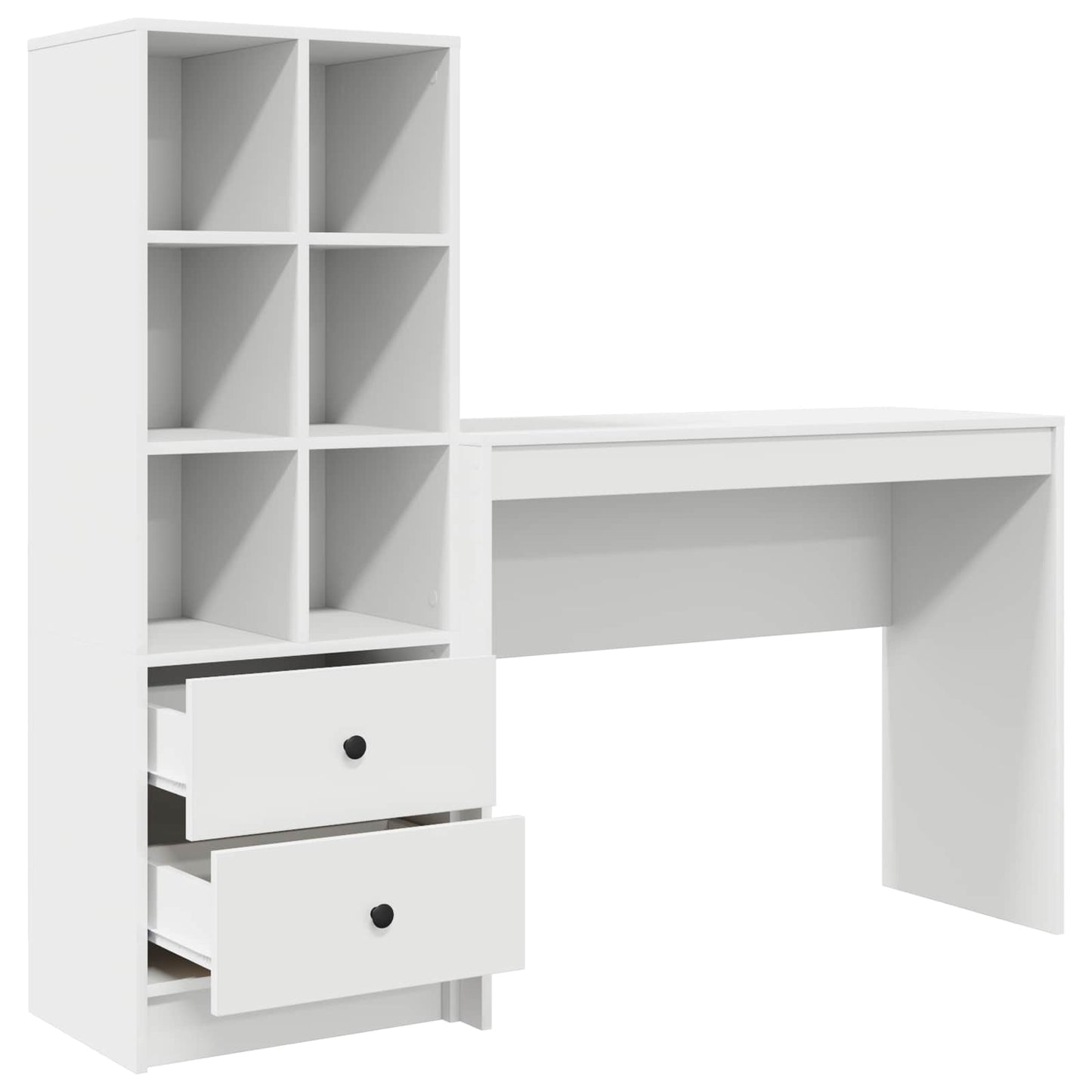vidaXL Desk with Drawer with Shelf with Storage 2 pcs White
