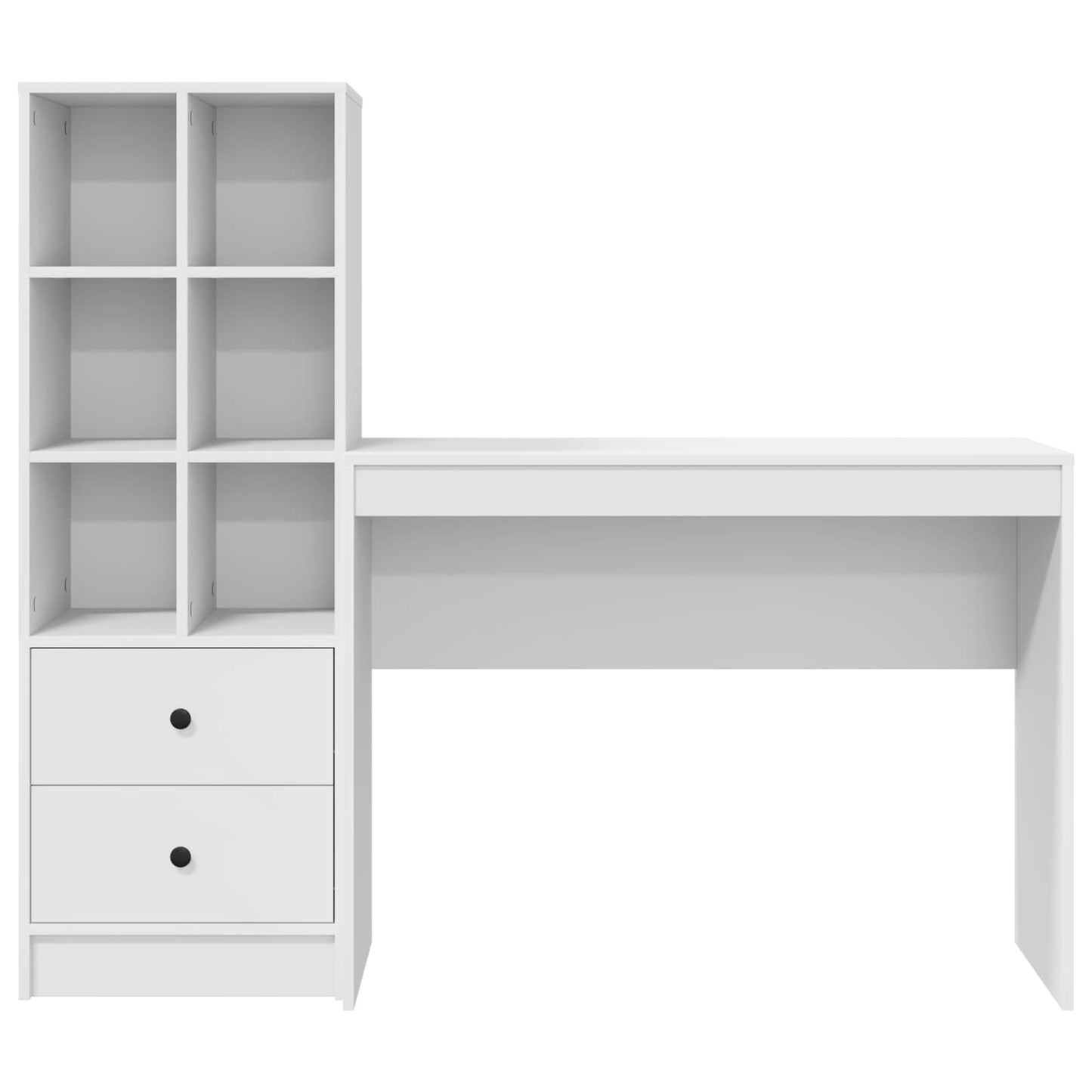 vidaXL Desk with Drawer with Shelf with Storage 2 pcs White