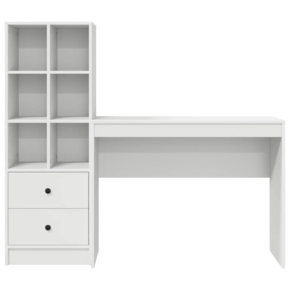 vidaXL Desk with Drawer with Shelf with Storage 2 pcs White