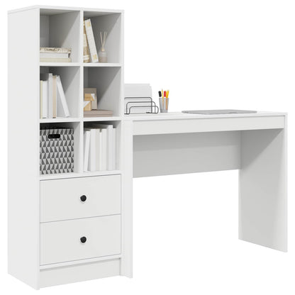 vidaXL Desk with Drawer with Shelf with Storage 2 pcs White
