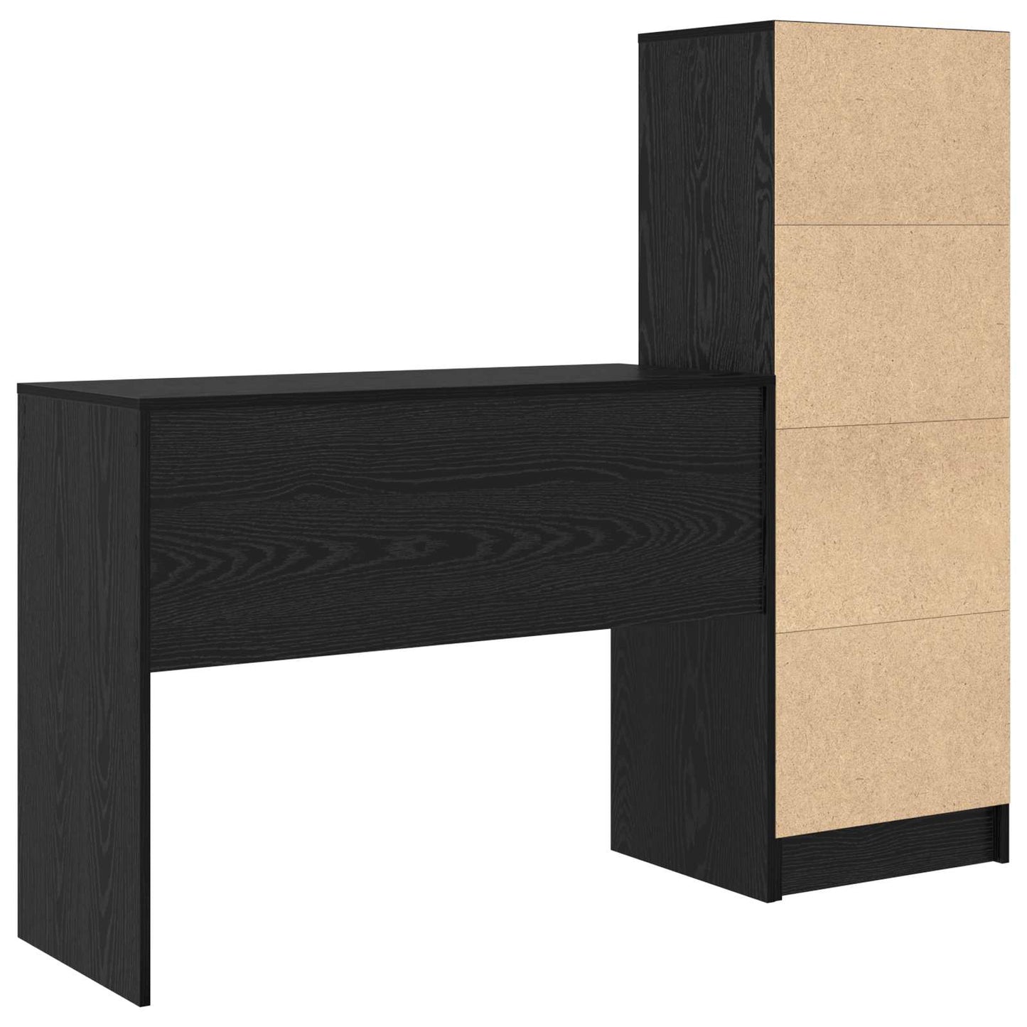 vidaXL Desk with Drawer with Shelf with Storage 2 pcs Black Oak