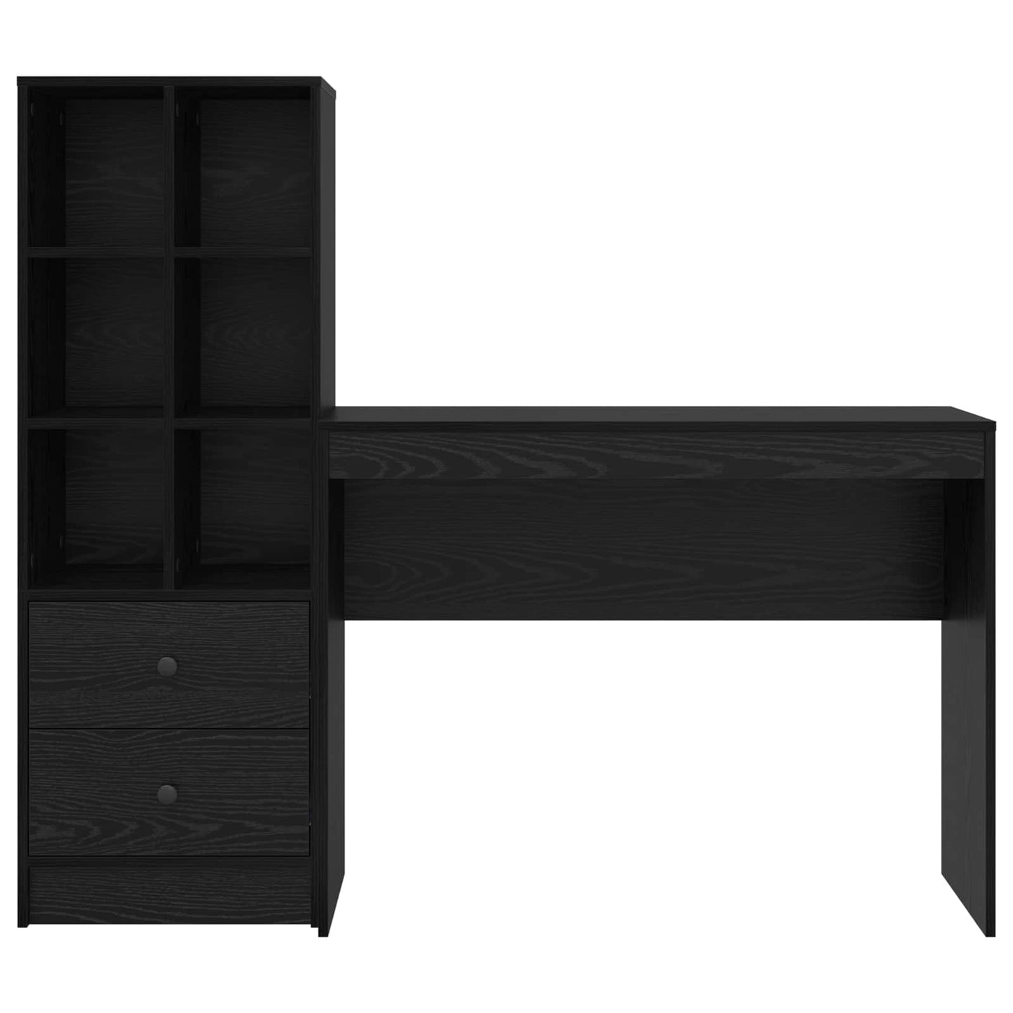 vidaXL Desk with Drawer with Shelf with Storage 2 pcs Black Oak
