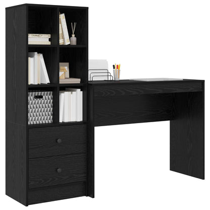 vidaXL Desk with Drawer with Shelf with Storage 2 pcs Black Oak