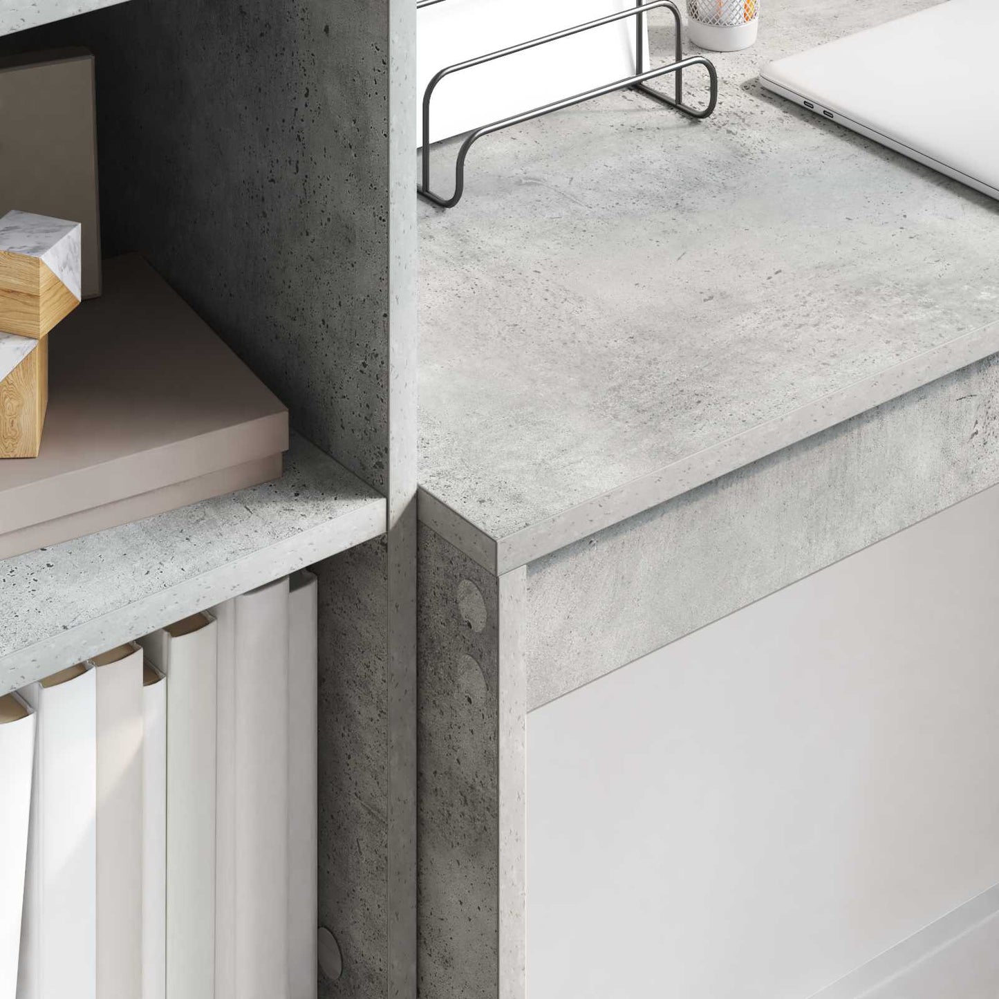 vidaXL Desk with Drawer with Shelf with Storage 2 pcs Concrete Grey