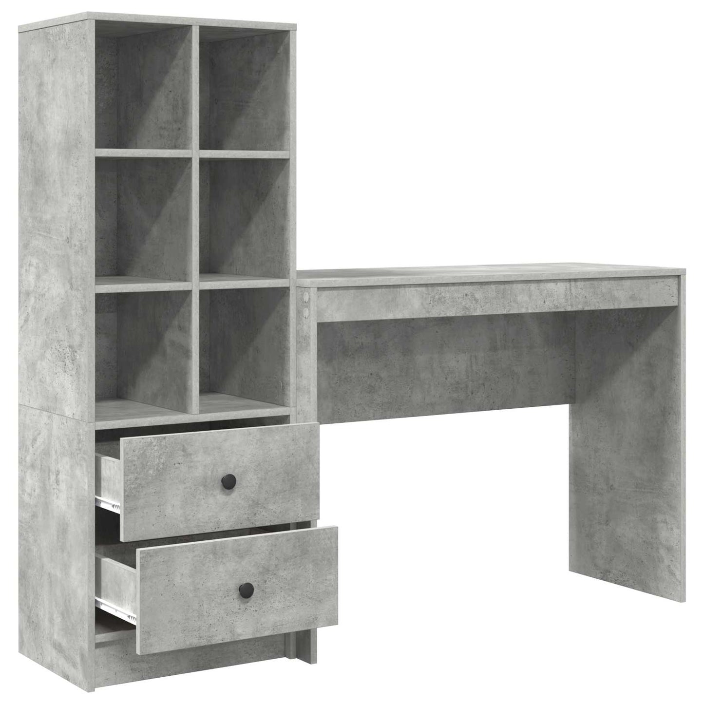 vidaXL Desk with Drawer with Shelf with Storage 2 pcs Concrete Grey