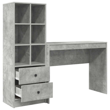 vidaXL Desk with Drawer with Shelf with Storage 2 pcs Concrete Grey