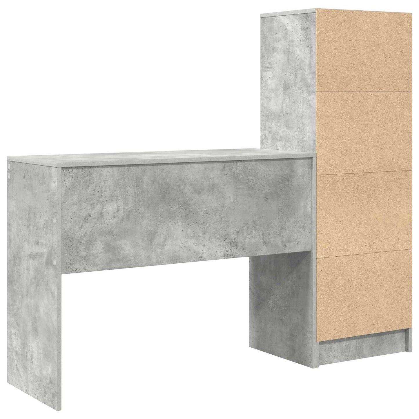vidaXL Desk with Drawer with Shelf with Storage 2 pcs Concrete Grey