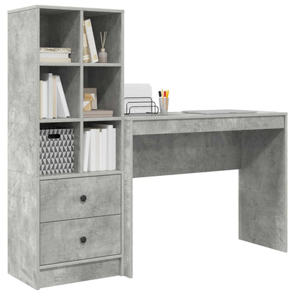 vidaXL Desk with Drawer with Shelf with Storage 2 pcs Concrete Grey