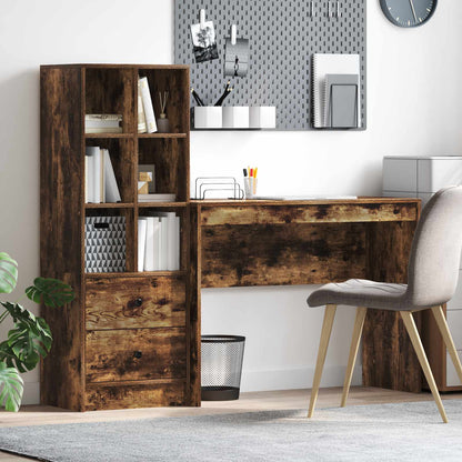 vidaXL Desk with Drawer with Shelf with Storage 2 pcs Smoked Oak