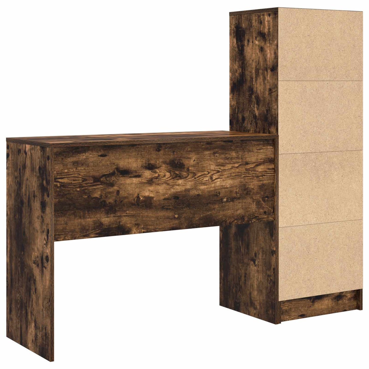 vidaXL Desk with Drawer with Shelf with Storage 2 pcs Smoked Oak