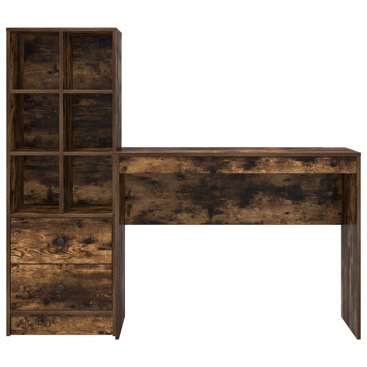 vidaXL Desk with Drawer with Shelf with Storage 2 pcs Smoked Oak