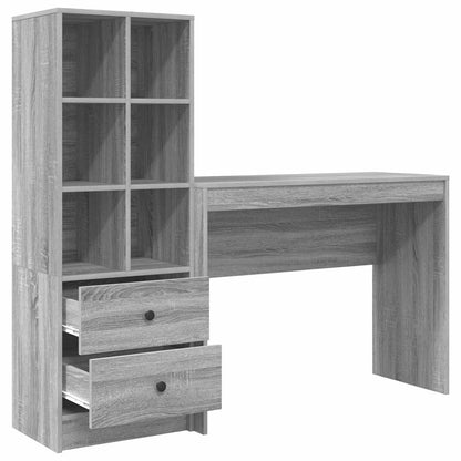 vidaXL Desk with Drawer with Shelf with Storage 2 pcs Grey Sonoma