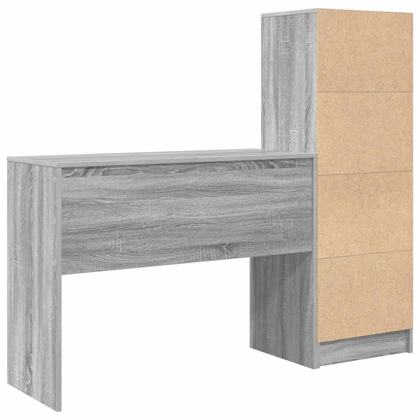 vidaXL Desk with Drawer with Shelf with Storage 2 pcs Grey Sonoma
