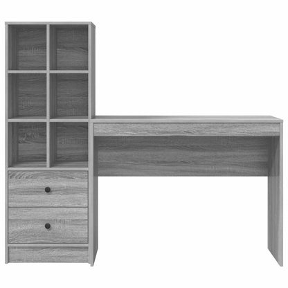 vidaXL Desk with Drawer with Shelf with Storage 2 pcs Grey Sonoma