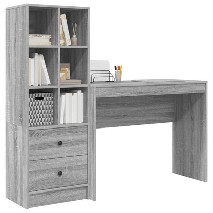 vidaXL Desk with Drawer with Shelf with Storage 2 pcs Grey Sonoma
