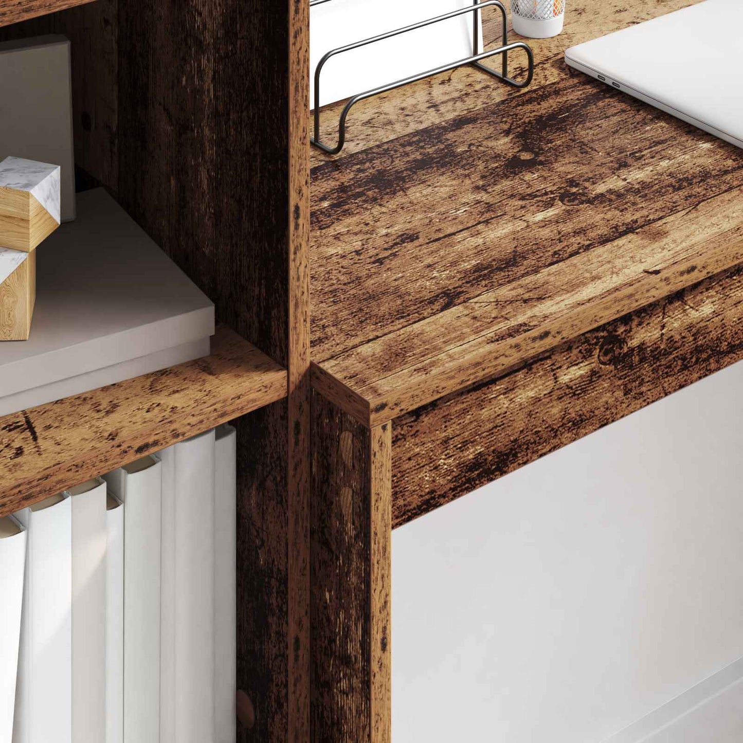 vidaXL Desk with Drawer with Shelf with Storage 2 pcs Old Wood