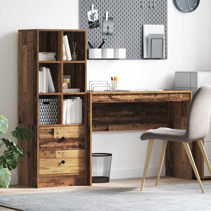 vidaXL Desk with Drawer with Shelf with Storage 2 pcs Old Wood