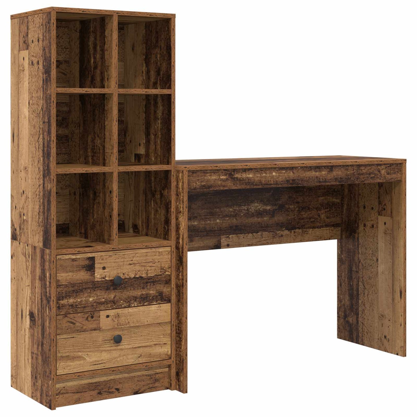 vidaXL Desk with Drawer with Shelf with Storage 2 pcs Old Wood