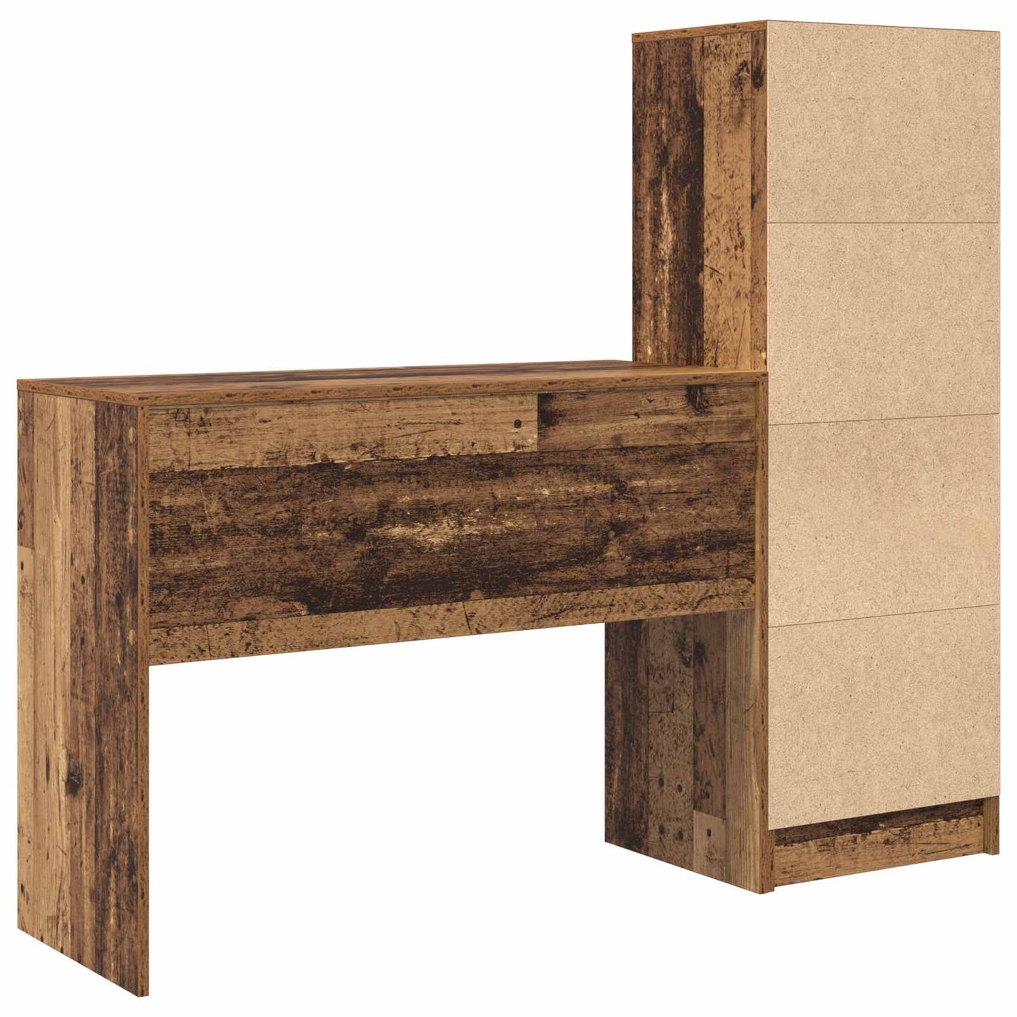 vidaXL Desk with Drawer with Shelf with Storage 2 pcs Old Wood