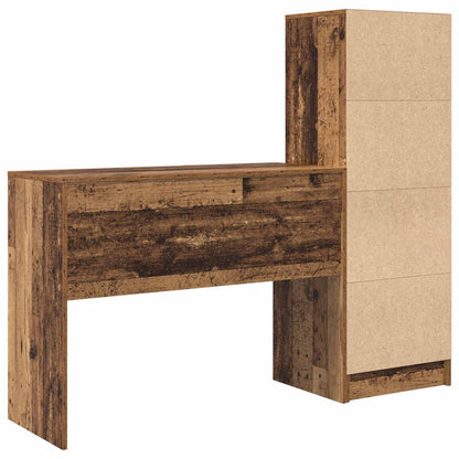 vidaXL Desk with Drawer with Shelf with Storage 2 pcs Old Wood