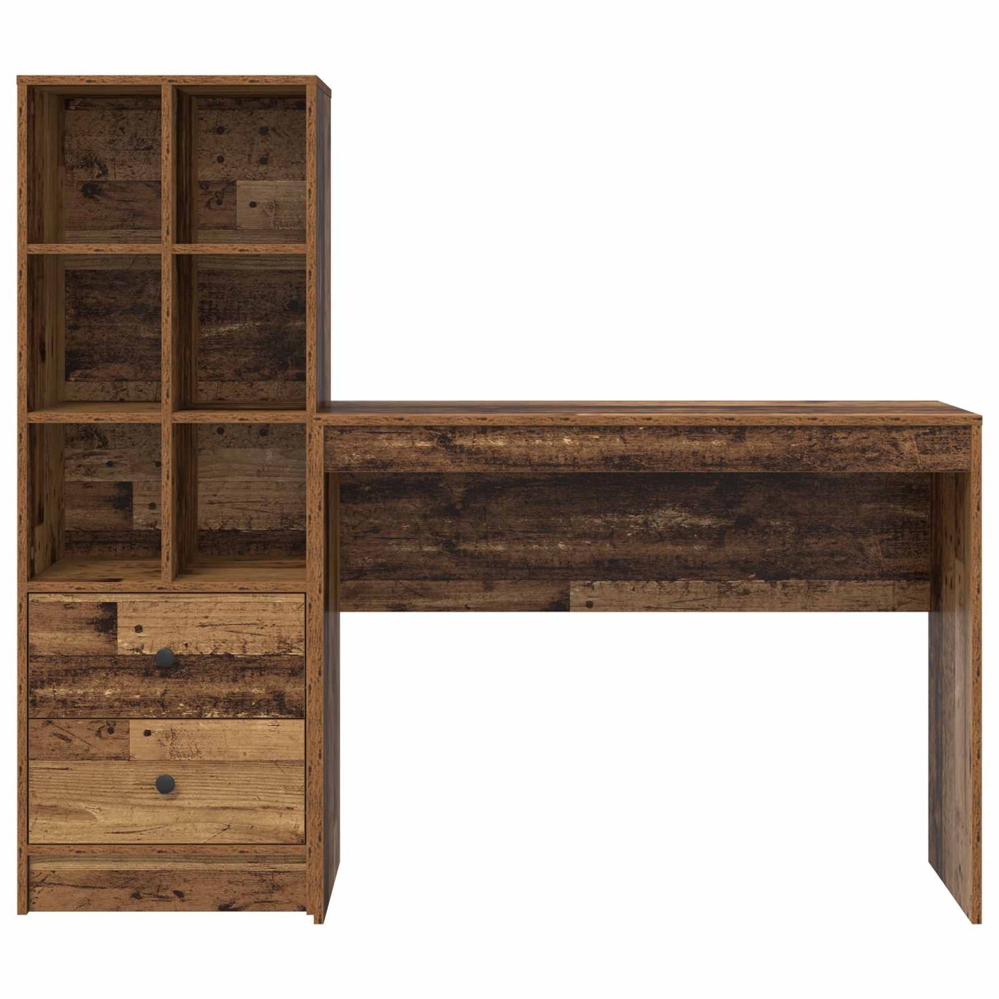 vidaXL Desk with Drawer with Shelf with Storage 2 pcs Old Wood