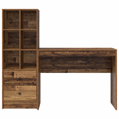 vidaXL Desk with Drawer with Shelf with Storage 2 pcs Old Wood