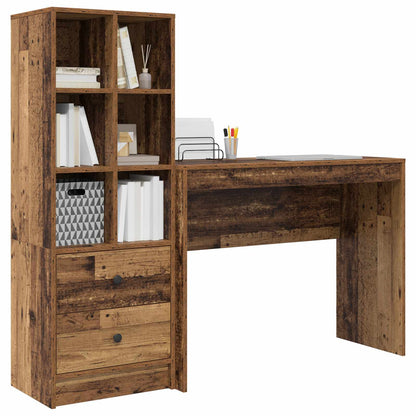 vidaXL Desk with Drawer with Shelf with Storage 2 pcs Old Wood