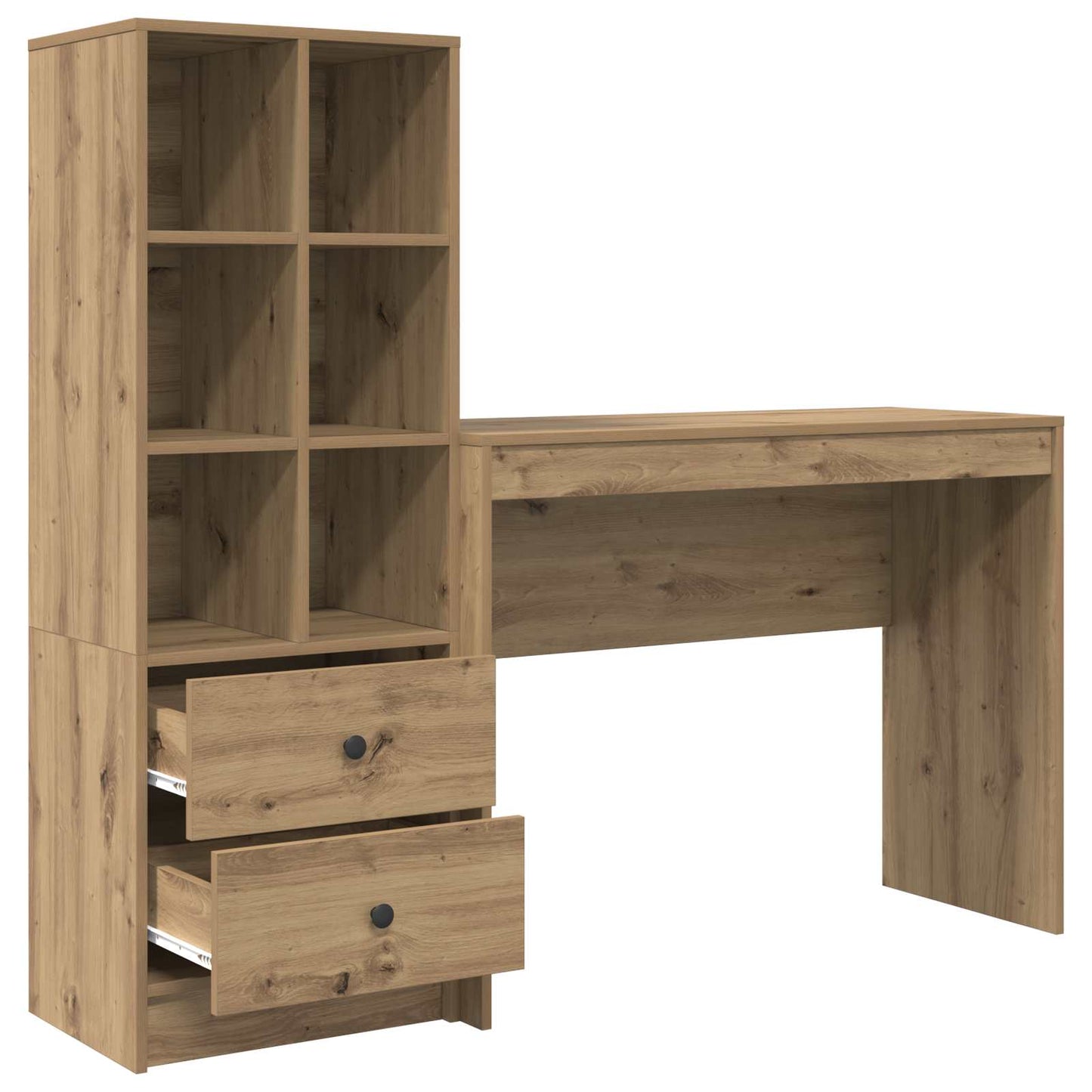 vidaXL Desk with Drawer with Shelf with Storage 2 pcs Artisan Oak
