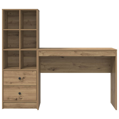 vidaXL Desk with Drawer with Shelf with Storage 2 pcs Artisan Oak