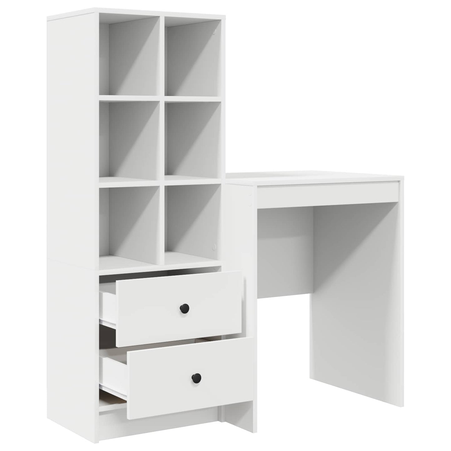 vidaXL Desk with Drawer with Shelf with Storage 2 pcs White