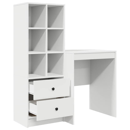 vidaXL Desk with Drawer with Shelf with Storage 2 pcs White