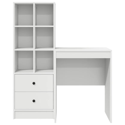 vidaXL Desk with Drawer with Shelf with Storage 2 pcs White