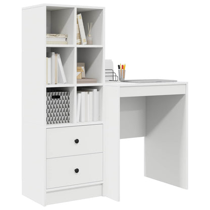 vidaXL Desk with Drawer with Shelf with Storage 2 pcs White
