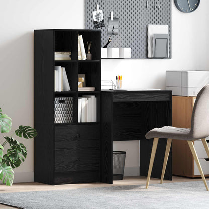 vidaXL Desk with Drawer with Shelf with Storage 2 pcs Black Oak